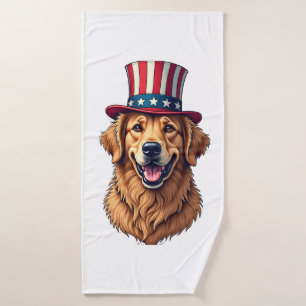 Fourth of July Golden Retriever Vintage Shirt 4 Bath Towel