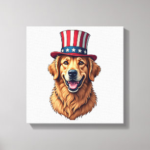 Fourth of July Golden Retriever Vintage Shirt 4 Canvas Print