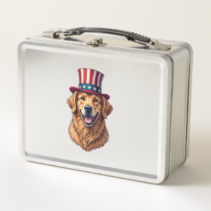 Fourth of July Golden Retriever Vintage Shirt 4 Metal Lunch Box