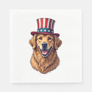 Fourth of July Golden Retriever Vintage Shirt 4 Napkin