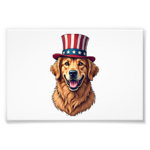 Fourth of July Golden Retriever Vintage Shirt 4 Photo Print