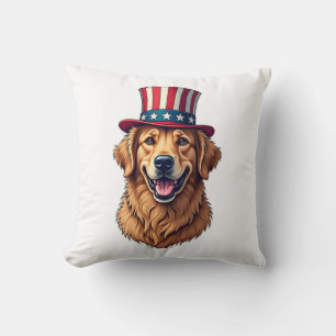 Fourth of July Golden Retriever Vintage Shirt 4 Throw Pillow