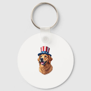 Fourth of July Golden Retriever Vintage Shirt Keychain