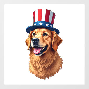 Fourth of July Golden Retriever Vintage Shirt Window Cling