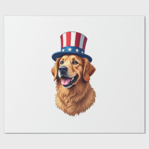 Fourth of July Golden Retriever Vintage Shirt Wrapping Paper