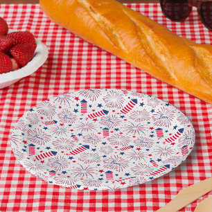 Fourth of July Independence Day BBQ Celebration Paper Plate