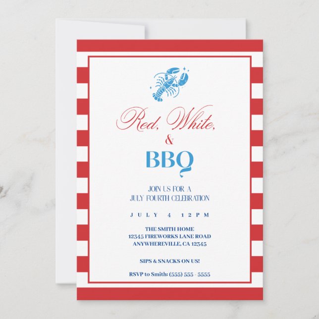 Fourth of July Independence Day Invitation (Front)