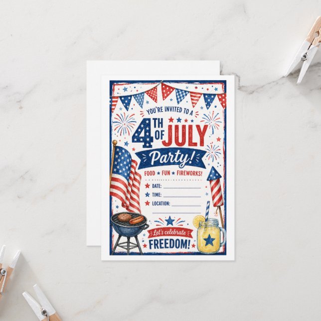 Fourth of July Invitation (Front/Back In Situ)