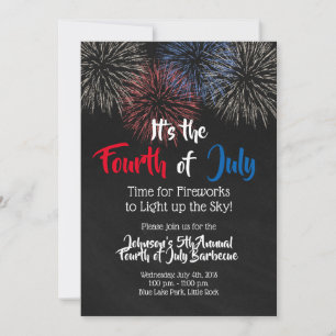 Fourth of July Invitation Fireworks