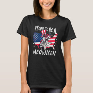Fourth Of July Meowican Cat American Independence  T-Shirt