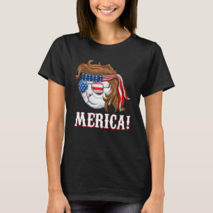 Fourth Of July Merica American Patriot Cat Mullet T-Shirt