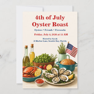 Fourth of July Oyster Roast - Coastal Seafood Invitation
