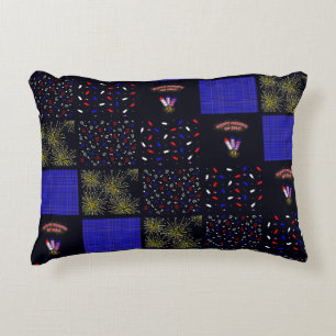 Fourth of July Patchwork Pattern - July 4th Accent Pillow