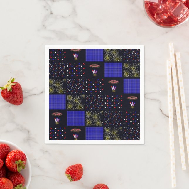 Fourth of July Patchwork Pattern - July 4th Napkin (Insitu)