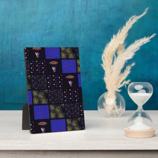 Fourth of July Patchwork Pattern - July 4th Plaque (Side)