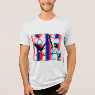 Fourth of July Patriotic American USA Fireworks Tri-Blend Shirt