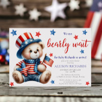 Fourth of July patriotic bearly wait baby shower