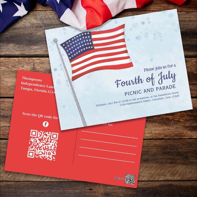 Fourth of July Patriotic Red White and Blue Custom Postcard (Creator Uploaded)