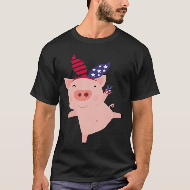 Fourth of July Pig T-Shirt (Front)
