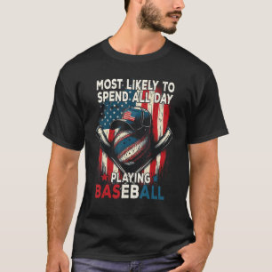 Fourth Of July Quote Baseball Player Retro July 4t T-Shirt