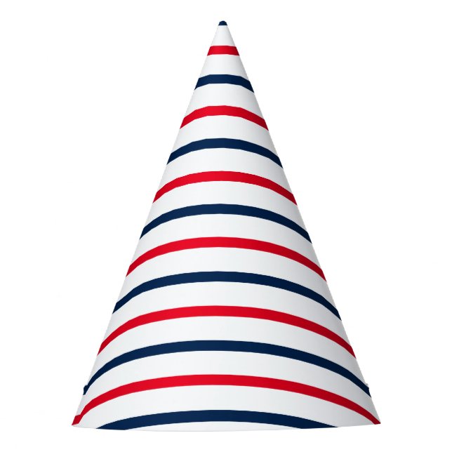 Fourth of July red white blue patriotic stripes Party Hat (Front)
