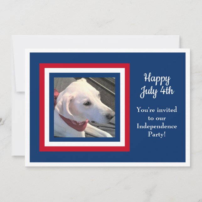  Fourth of July Red White Blue Photo Invitation (Front)