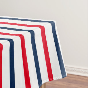 Fourth of July red white blue stripes patriotic Tablecloth