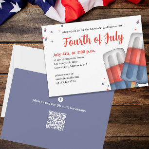 Fourth of July Summer Popsicles Custom Invitation