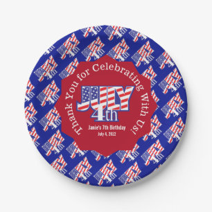 Fourth of July Thank You Sticker Square Paper Coas Plate