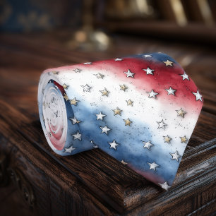 Fourth of July Tie – Red White Blue Star Pattern
