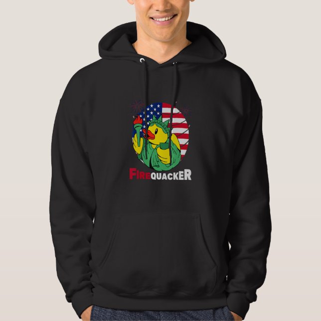Fourth Of July Usa Patriotic Firecracker Rubber Du Hoodie (Front)