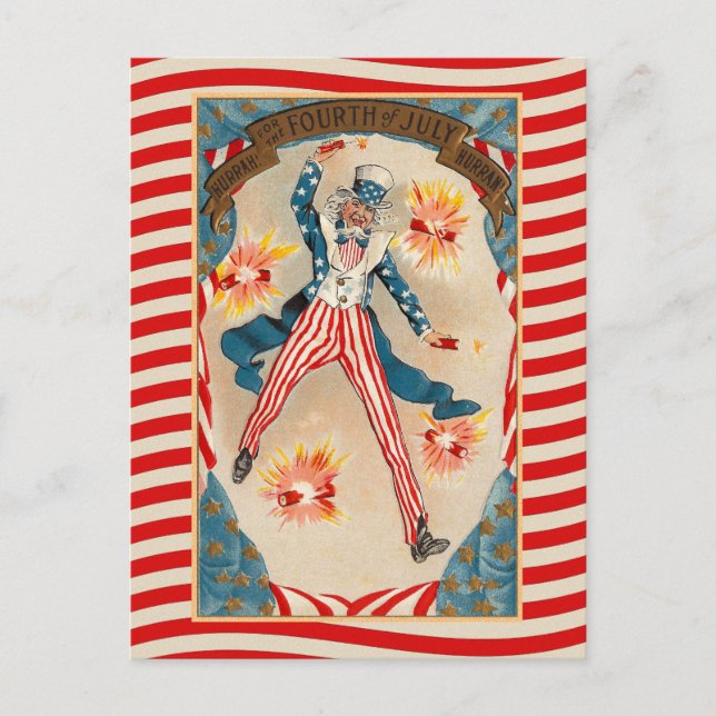 Fourth of July Vintage Uncle Sam Postcard (Front)