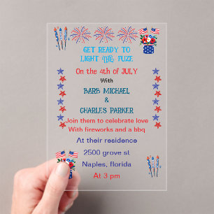 Fourth of july wedding invitation flag colors