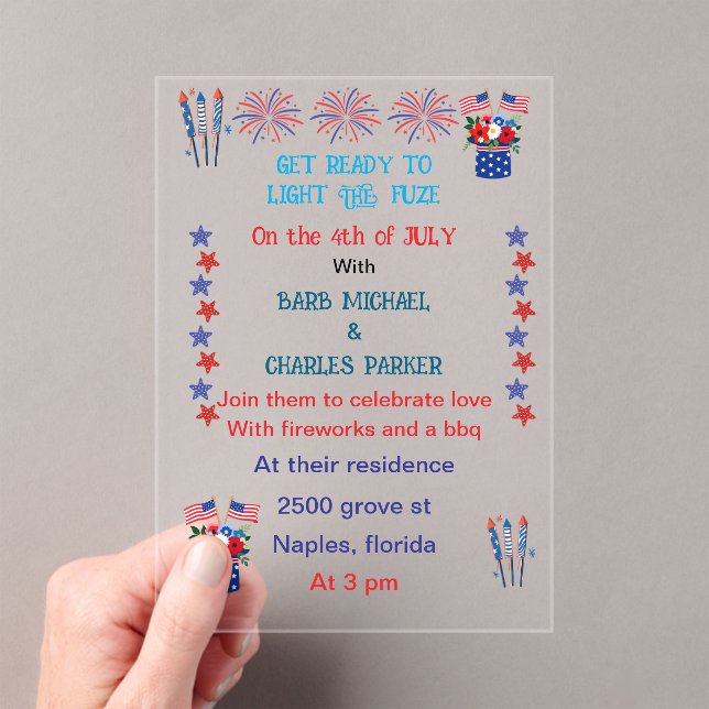 Fourth of july wedding invitation flag colours (Insitu (Handheld))
