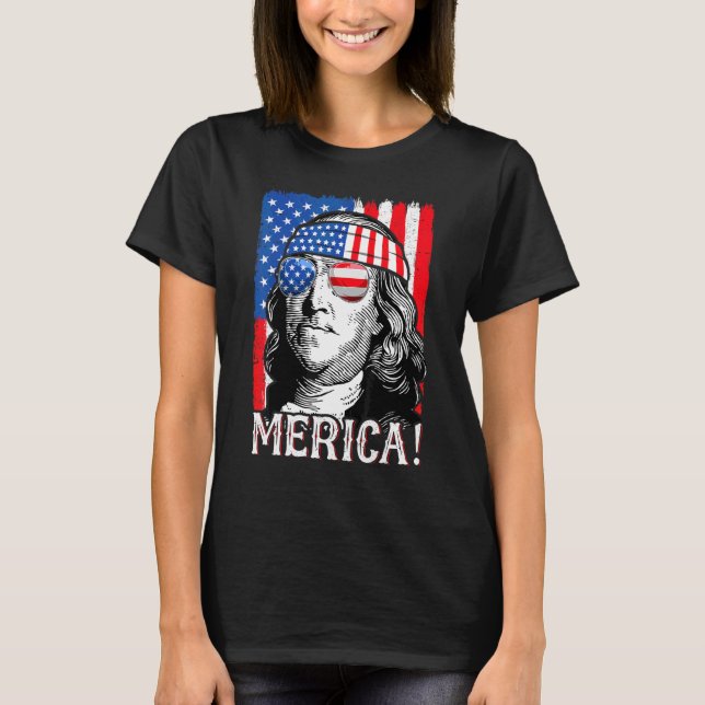 Fourth Of July  Women Ben Franklin T-Shirt (Front)