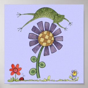 fower and frog poster