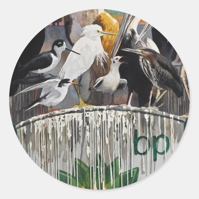 Fowl Language Oil Disaster Art Classic Round Sticker (Front)