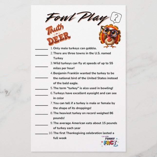 Fowl Play Truth or Deer Thanksgiving  (Front)