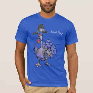 Fowling Play Cartoon bleu Turquie foncé T-shirt