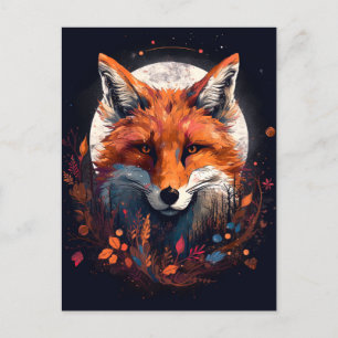 Fox Abstract Surreal Modern Boho Fantasy Art Postcard