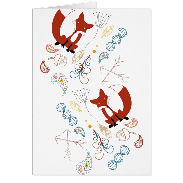 Fox Acorn Floral and Fern Woodland Pattern (Front)