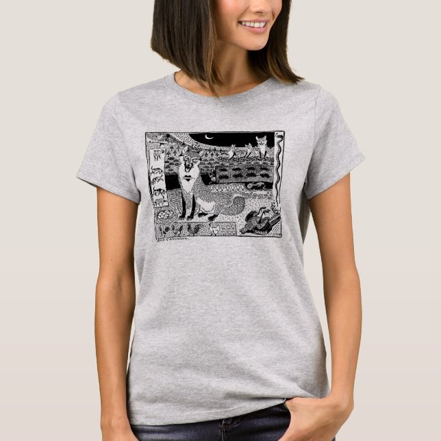 Fox Adventures Block Print Art T-shirt (Front)