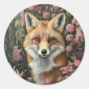 Fox Among Spring Blooms Classic Round Sticker