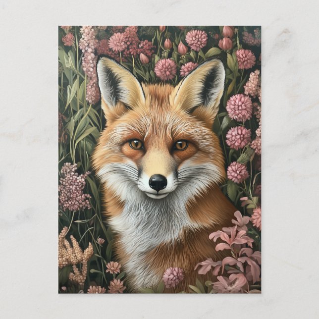 Fox Among Spring Blooms Postcard (Front)