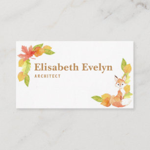 fox and autumn leaves business card