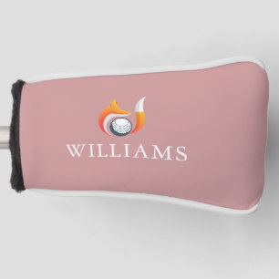 Fox And Ball Golf Custom Name Dusty Rose Pink Golf Head Cover