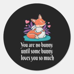Fox And Bunny Couple Love Peace Friends Classic Round Sticker