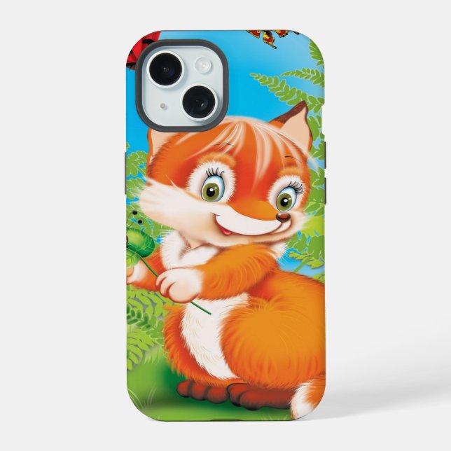 fox and butterfly iPhone 15 case (Back)
