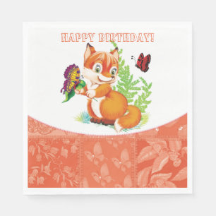 fox and butterfly napkin