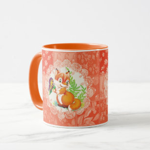 fox and butterfly pattern mug